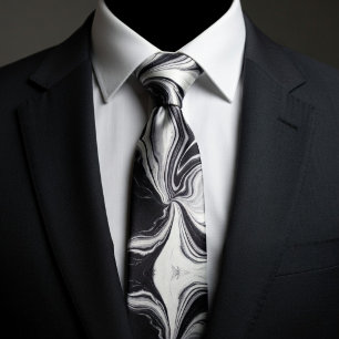 Elegant zwart en wit marmer stropdas