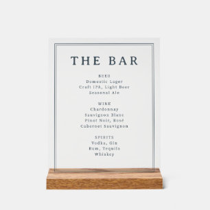 Elegant zwart en wit menuschild acryl bord