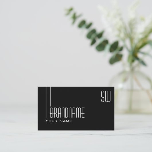 Elegant zwart en wit met Monogram Professional Visitekaartje (Staand voorkant)