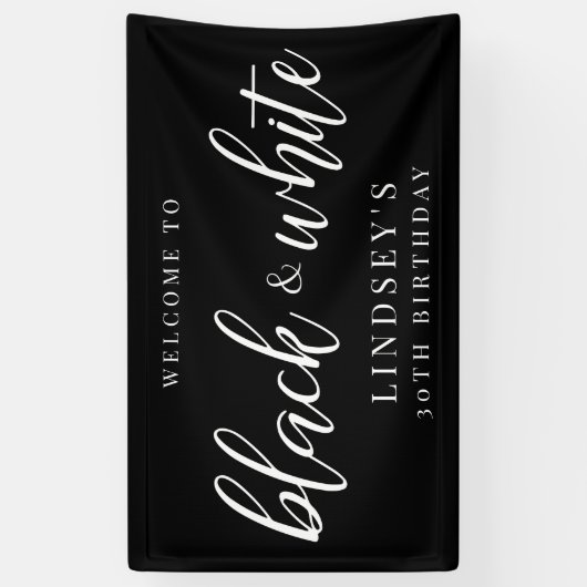 Elegant, zwart en wit spandoek (Verticaal)