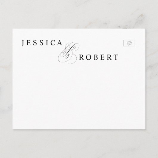 Elegant zwart en wit sparen de Datum Aankondigingskaart (Achterkant)