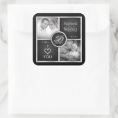 Elegant Zwart en Zilver 50ste Bruiloft Jubileum Vierkante Sticker (Tas)