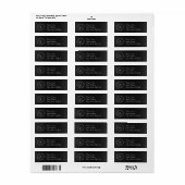 Elegant zwart en zilver adreslabel etiket (Full Sheet)