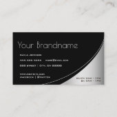 Elegant zwart en zilver effect met openingstijden visitekaartje (Achterkant)