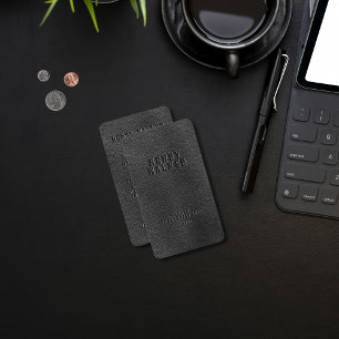 Elegant Zwart Faux Vegan Leather Visitekaartje
