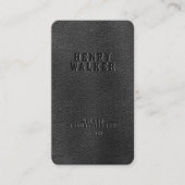 Elegant Zwart Faux Vegan Leather Visitekaartje (Voorkant)