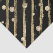 Elegant Zwart Fluwelen Gouden Strepen Stippen Luxe Tissuepapier (Detail)