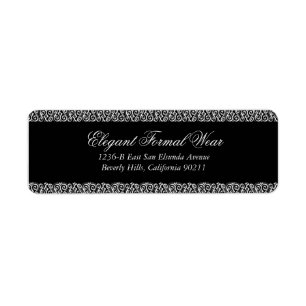 Elegant zwart formeel retour adres label