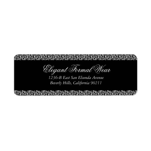 Elegant zwart formeel retour adres label (Voorkant)