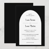Elegant Zwart Formele Bruiloft Kaart (Voorkant / Achterkant)