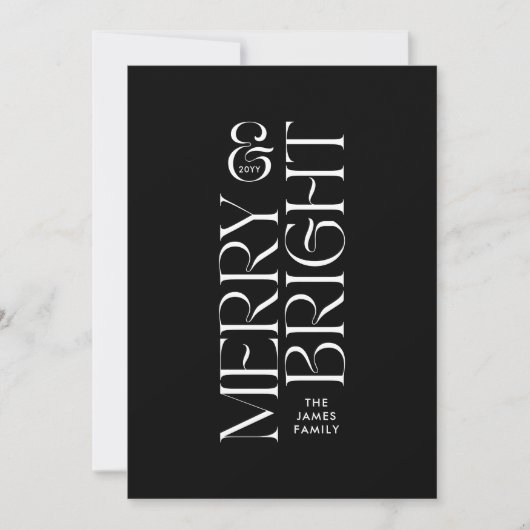 Elegant zwart gebladerte moderne minimale typograf feestdagenkaart (Voorkant)