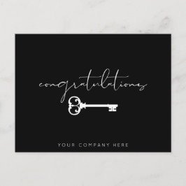 Elegant Zwart Gefeliciteerd Nieuw Huis Vastgoed   Briefkaart