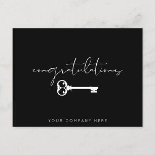 Elegant Zwart Gefeliciteerd Nieuw Huis Vastgoed Briefkaart