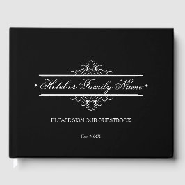 Elegant zwart gepersonaliseerd hotel of familie gastenboek