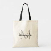 Elegant zwart gepersonaliseerd monogram tote bag (Achterkant)