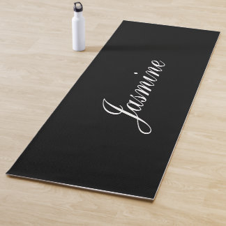 Elegant Zwart Gepersonaliseerde Naam Yoga Mat