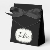 Elegant zwart geschulpte zwarte partij bedankdoosjes (Voorkant Zijde)