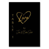 Elegant zwart glanzend liefdeshart bruiloft zwart kaart (Voorkant)