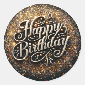 Elegant Zwart Glitter Verjaardag sticker