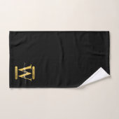 Elegant zwart & Gold Monogram modern script Bad Handdoek (Handdoek)