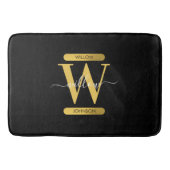 Elegant zwart & Gold Monogram modern script Badmat (Voorkant)