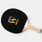 Elegant zwart & Gold Monogram modern script Tafeltennisbatje (Zijkant)