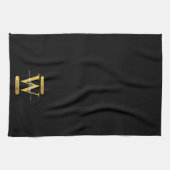 Elegant zwart & Gold Monogram modern script Theedoek (Horizontaal)