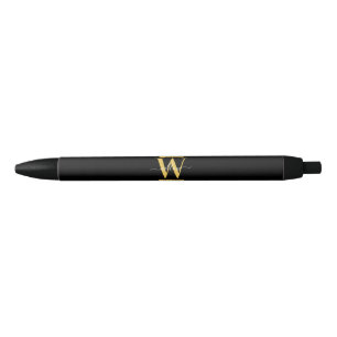 Elegant zwart & Gold Monogram modern script Zwarte Inkt Pen