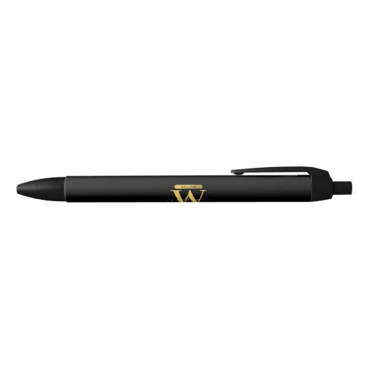 Elegant zwart & Gold Monogram modern script Zwarte Inkt Pen (Bovenkant)