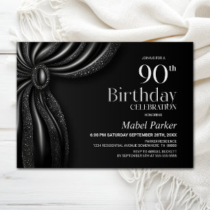 Elegant zwart gordijn 90ste verjaardagsfeestje kaart