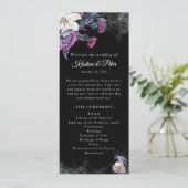 Elegant Zwart Gotisch Bloemen Schedel Trouwprogram (Staand voorkant)