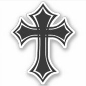 Elegant Zwart Gotisch Kruis Sticker (Voorkant)