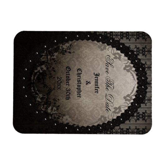 Elegant Zwart Gotisch Lijst Save The Date Bruiloft Magneet (Horizontaal)