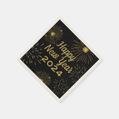 Elegant zwart goud 2025 Happy New Year Party Servet (Hoek)