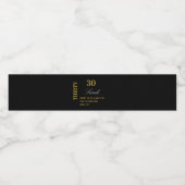 Elegant Zwart Goud 30e Verjaardag Dank u Custom Waterfles Etiket (Enkel label)