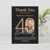 Elegant zwart goud 40e verjaardag bedankkaart (Staand voorkant)