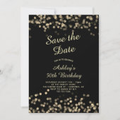 Elegant Zwart Goud 50e Verjaardag Save The Date (Voorkant)