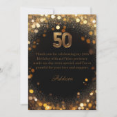 Elegant Zwart & Goud 50ste Verjaardag Bedankt Card (Voorkant)