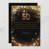 Elegant Zwart & Goud 50ste Verjaardag Bedankt Card (Voorkant / Achterkant)