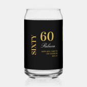 Elegant Zwart & Goud 60e Verjaardag Cocktail Party Blikvorm Glas (Voorkant)