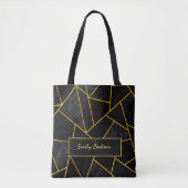 Elegant zwart goud abstract geometrisch draagtas (Voorkant)