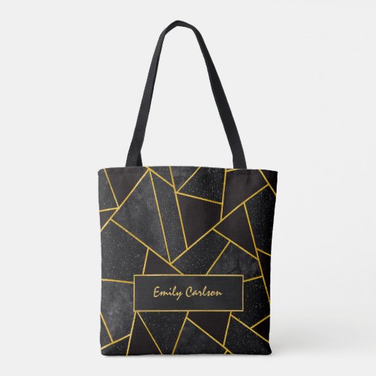 Elegant zwart goud abstract geometrisch draagtas (Achterkant)