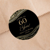 Elegant Zwart Goud Agaat 60e Verjaardagsfeestje Ronde Sticker