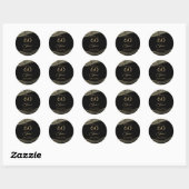 Elegant Zwart Goud Agaat 60ste Verjaardag Feest Ronde Sticker (Vel)