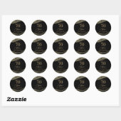Elegant zwart goud agaat 70e verjaardag partij ronde sticker (Vel)
