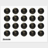 Elegant zwart goud agaat 80ste verjaardag partij ronde sticker (Vel)