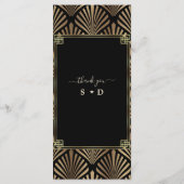 Elegant Zwart Goud Art Deco 1920s Bruiloft Menu (Achterkant)