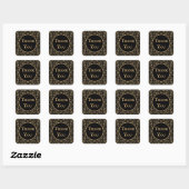 Elegant Zwart Goud Art Deco Design Dank u Vierkante Sticker (Vel)