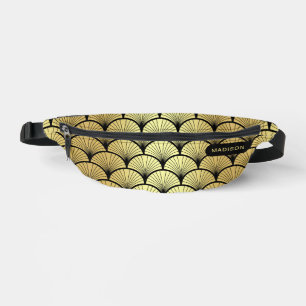 Elegant Zwart Goud Art Deco Patroon Gepersonalisee Heuptasje