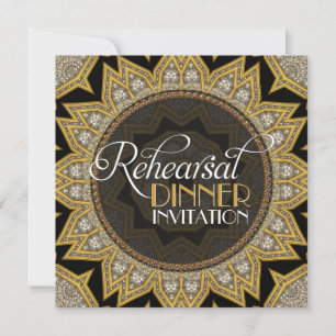 Elegant zwart goud art deco repetitie diner kaart